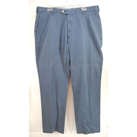 Peter Millar Pants Men 38x32 Gray Stretch Chino Cotton Flat Front Blue - Picture 1 of 8